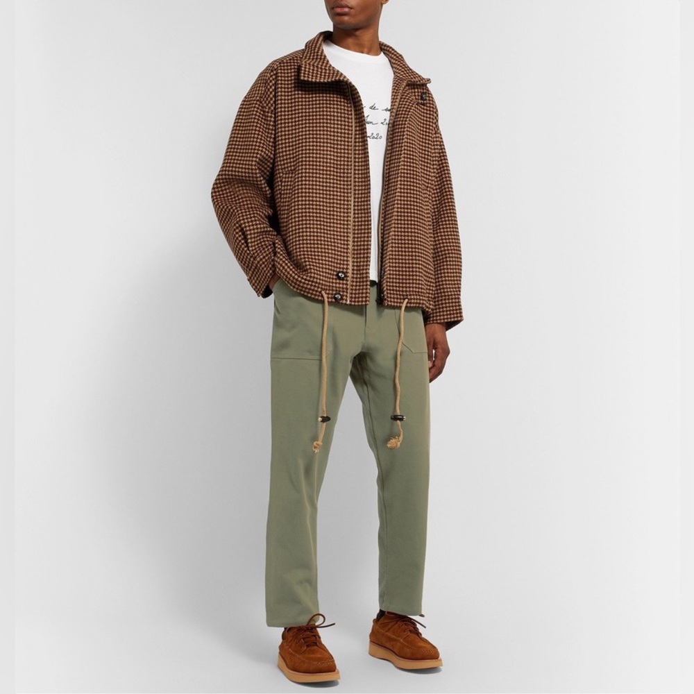 Nanushka Nova Tapered Stretch Cotton Drawstring Trousers Cargo Green Size M
